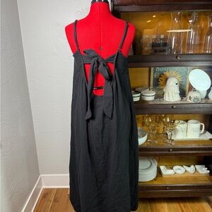 Sol Angeles Black 100% Cotton Cover Up Adjustable Tie Back Dress Size M